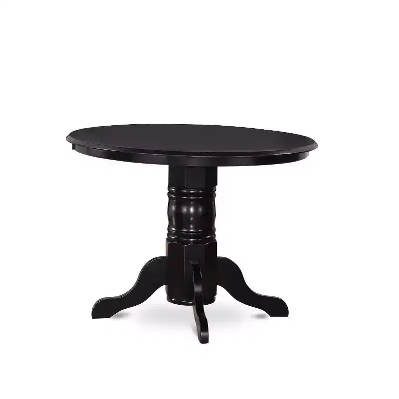 Eethoekset met 3 delen, ronde tafel en 2 Parsons-stoelen - zwart PU-leer - tafel van 42