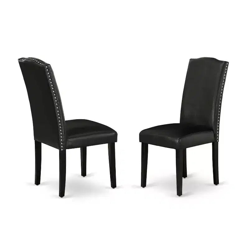 Eethoekset met 3 delen, ronde tafel en 2 Parsons-stoelen - zwart PU-leer - tafel van 42