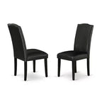 Eethoekset met 3 delen, ronde tafel en 2 Parsons-stoelen - zwart PU-leer - tafel van 42