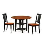 Vintage 3 Piece Dinette Set - Round Table & 2 Chairs - Black Cherry Finish - Home Kitchen Dining Room