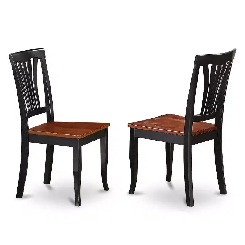 Vintage 3-delige eetkamerset – ronde tafel en 2 stoelen – afwerking in zwart kersenhout – keuken en eetkamer