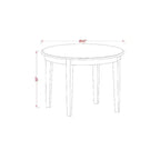 Driedelige eetset met ronde tafel met massief houten blad en linnenwitte afwerking