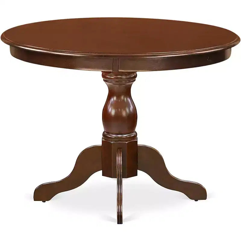 5-Piece Mahogany Finish Solid Wood Top Dining table with 4 Chairs with