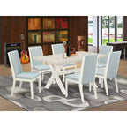 HomeStock 6-delige eetkamerset met massief houten tafelblad in verweerde Jacobean-afwerking, 1 bank en 4 stoelen