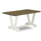 HomeStock 6-delige eetkamerset met massief houten tafelblad in verweerde Jacobean-afwerking, 1 bank en 4 stoelen