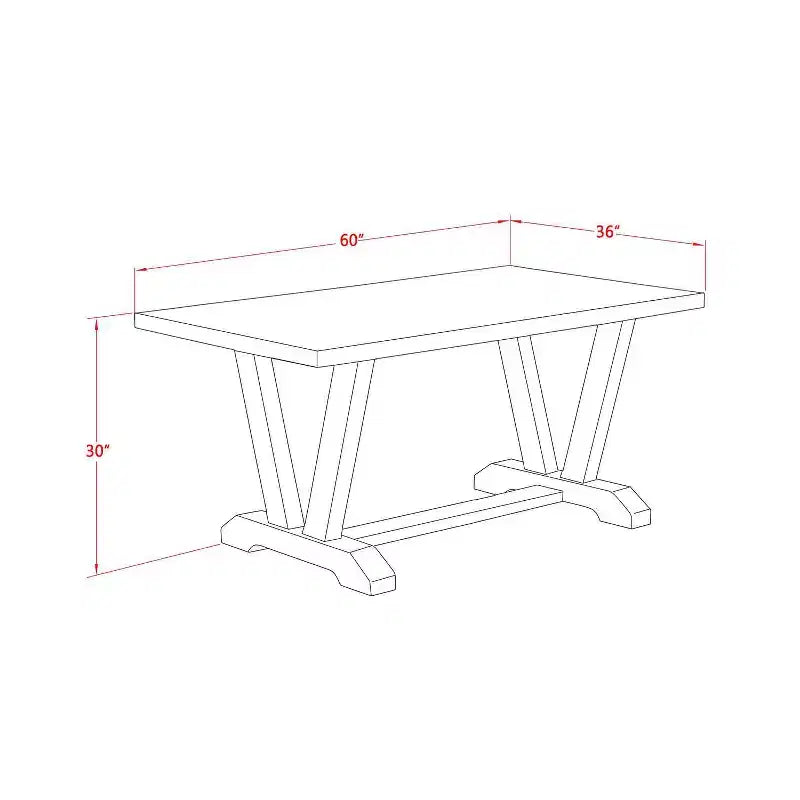 HomeStock 6-delige eetkamerset met massief houten tafelblad in verweerde Jacobean-afwerking, 1 bank en 4 stoelen