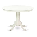 3-Piece Linen White Finish Solid Wood Top-Round Dining Room Set-Seats 4
