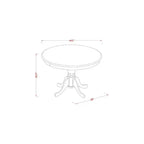 3-Piece Linen White Finish Solid Wood Top-Round Dining Room Set-Seats 4