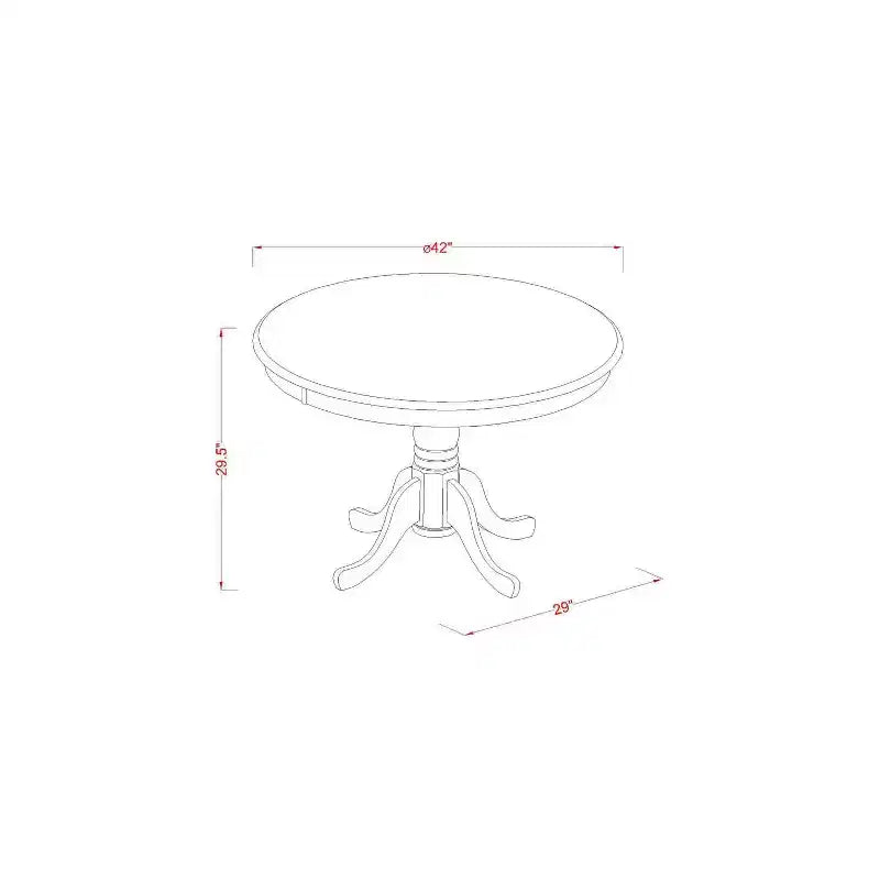 3-Piece Linen White Finish Solid Wood Top-Round Dining Room Set-Seats 4