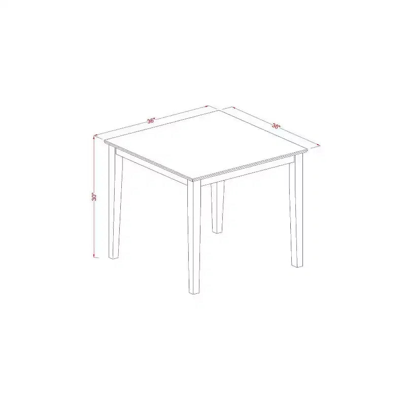 5Pc Square Dining Set - 36 Inch Table & 4 Parson Chairs - Oak Legs, PU Leather Oasis Color