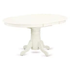 Ensemble de salle à manger HomeStock de 5 pièces, finition blanc lin, plateau en bois massif ovale avec 4 chaises et rallonge papillon
