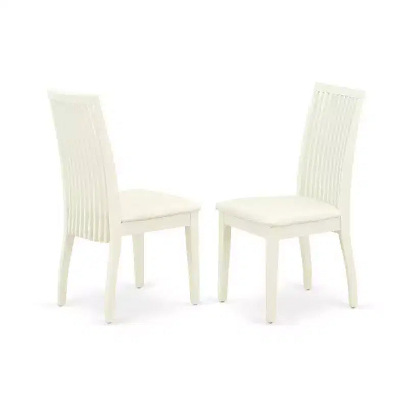 Ensemble de salle à manger HomeStock de 5 pièces, finition blanc lin, plateau en bois massif ovale avec 4 chaises et rallonge papillon