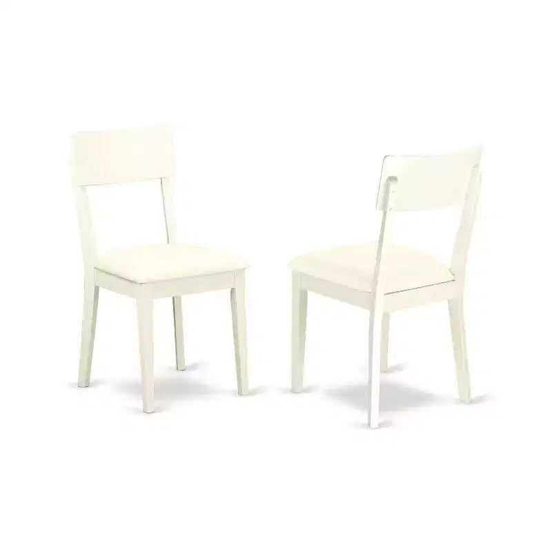 Eetkamerset, 3-delig – tafel en 2 eetkamerstoelen – linnenwitte afwerking