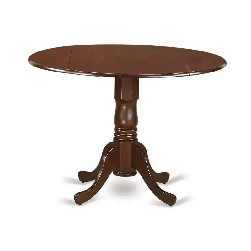 HomeStock 3-Pc Mahogany Finish Solid Wood Top-Round Dining Room Set with Dropleaf-Seats 4