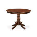 5-delige ronde eettafelset met mahoniekleurige afwerking, massief houten blad en 4 Parsonsstoelen