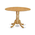 Round Dining Table Set - 42 Inch Table with 2 Chairs - Linen Fabric Seats - Oak Finish Legs