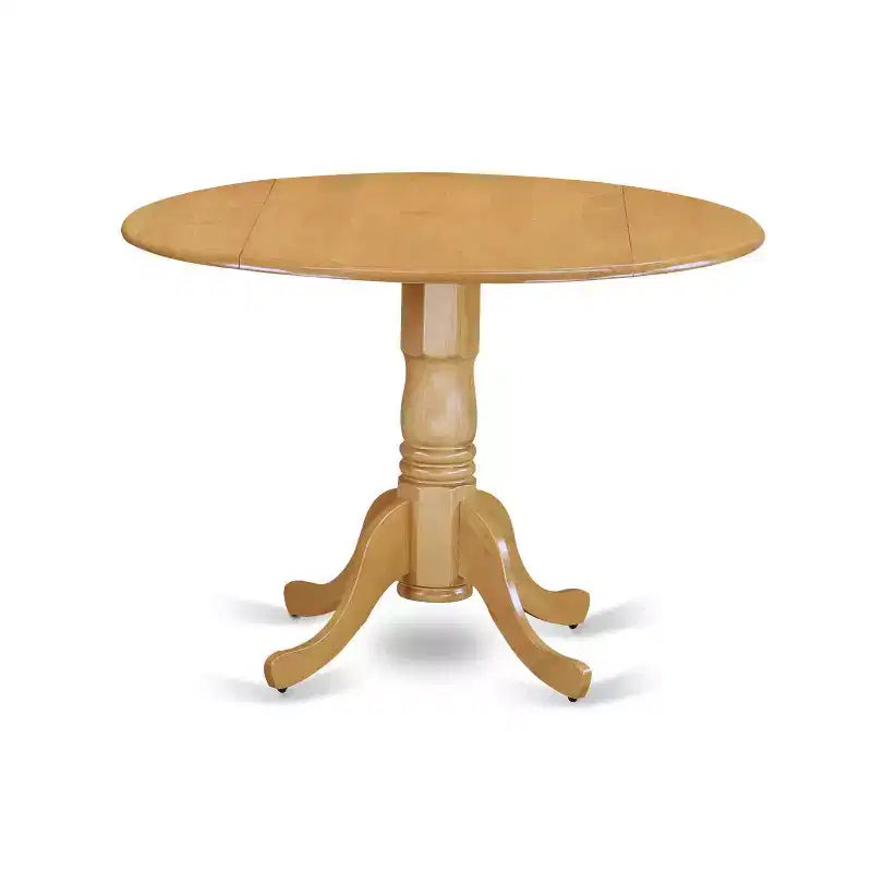 Round Dining Table Set - 42 Inch Table with 2 Chairs - Linen Fabric Seats - Oak Finish Legs