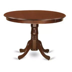 3-delige eetkamerset met ronde tafel van 42 inch en 2 Parsons-stoelen – bruin kunstleer