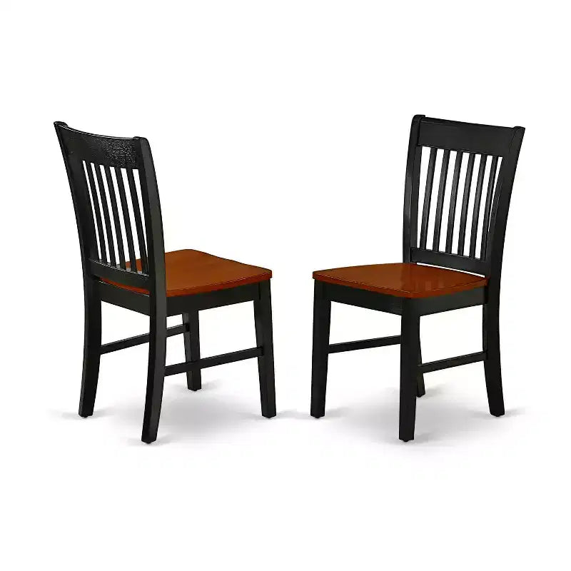 HomeStock 3-Pc Black and Cherry Finish Solid Wood Top With Dropleaf Dining Table Set