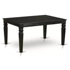 HomeStock 5-Piece Rectangle Black Finish Solid Wood Top Dining Table with 4 Parson Chair with Butterfly Leaf