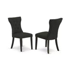 HomeStock 5-Piece Rectangle Black Finish Solid Wood Top Dining Table with 4 Parson Chair with Butterfly Leaf