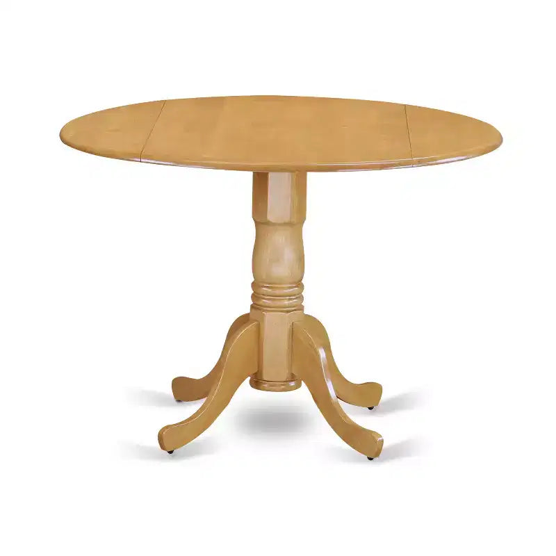 Round Dining Set - 5 Piece Table & Chair Set - 42 Kitchen Table with Dropleaf - Oak Finish