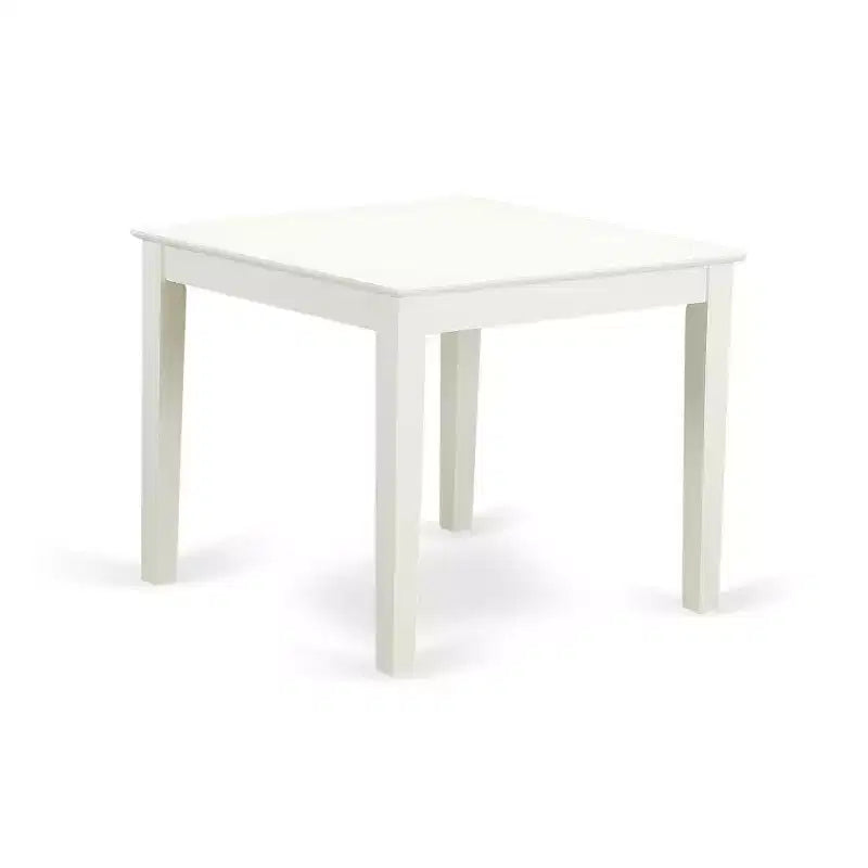 HomeStock 3-Pc Linen White Finish Square Solid Wood Top Dining Table Set