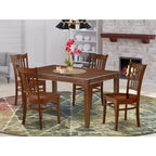 Modern Dining Set 5 Piece - Rectangle Table & 4 Chairs - Mahogany Finish - Art Nouveau Design