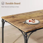 Dining Table Set for 4, Metal and Wood Indoor Modern Rectangular Dining Table Furniture Set, for Kitchen, Dining Room, Dinette, Breakfast Nook
