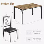 Dining Table Set for 4, Metal and Wood Indoor Modern Rectangular Dining Table Furniture Set, for Kitchen, Dining Room, Dinette, Breakfast Nook