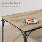Dining Table Set for 4, Metal and Wood Indoor Modern Rectangular Dining Table Furniture Set, for Kitchen, Dining Room, Dinette, Breakfast Nook