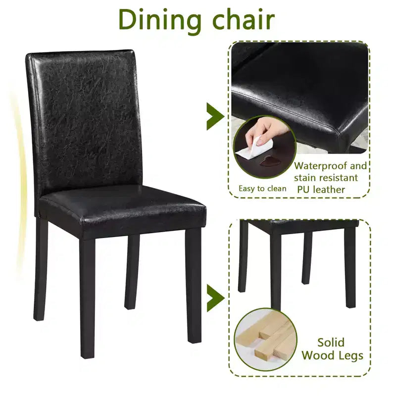 CLIHOME vijfdelige houten eettafelset, keukentafelset met kristaldecoratie, vierkante tafel en 4 gestoffeerde stoelen