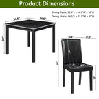 CLIHOME vijfdelige houten eettafelset, keukentafelset met kristaldecoratie, vierkante tafel en 4 gestoffeerde stoelen