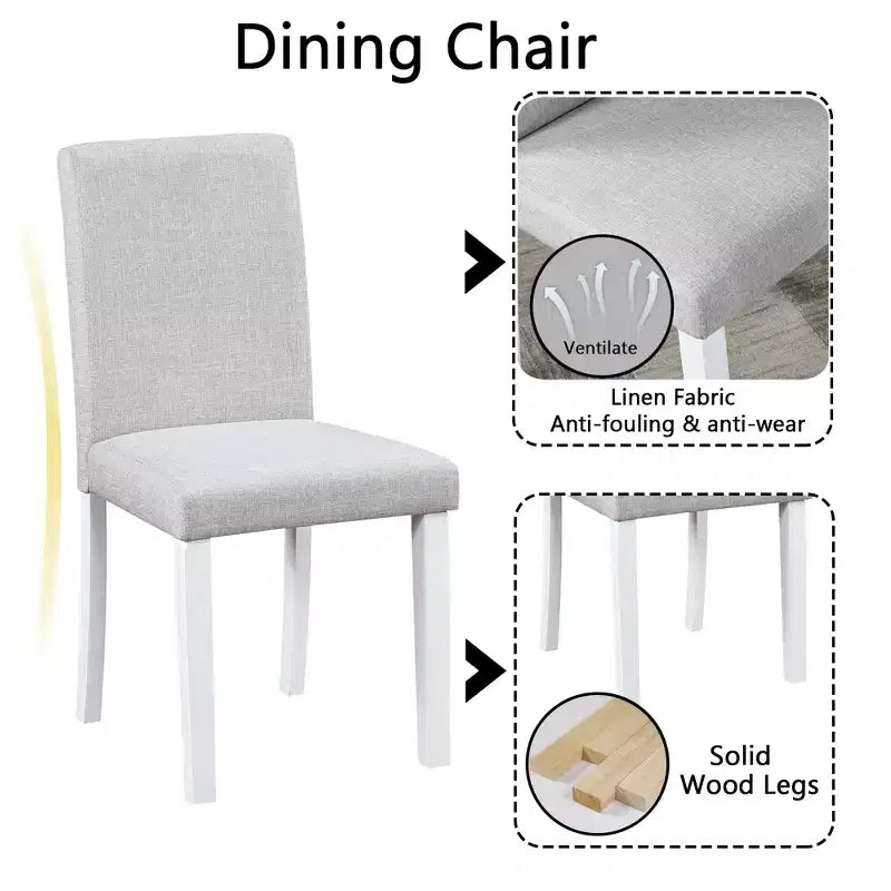 CLIHOME vijfdelige houten eettafelset, keukentafelset met kristaldecoratie, vierkante tafel en 4 gestoffeerde stoelen