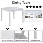 CLIHOME vijfdelige houten eettafelset, keukentafelset met kristaldecoratie, vierkante tafel en 4 gestoffeerde stoelen