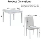 CLIHOME vijfdelige houten eettafelset, keukentafelset met kristaldecoratie, vierkante tafel en 4 gestoffeerde stoelen