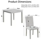CLIHOME vijfdelige houten eettafelset, keukentafelset met kristaldecoratie, vierkante tafel en 4 gestoffeerde stoelen