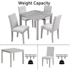 CLIHOME vijfdelige houten eettafelset, keukentafelset met kristaldecoratie, vierkante tafel en 4 gestoffeerde stoelen