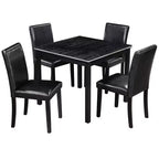 CLIHOME vijfdelige houten eettafelset, keukentafelset met kristaldecoratie, vierkante tafel en 4 gestoffeerde stoelen