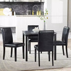 CLIHOME vijfdelige houten eettafelset, keukentafelset met kristaldecoratie, vierkante tafel en 4 gestoffeerde stoelen