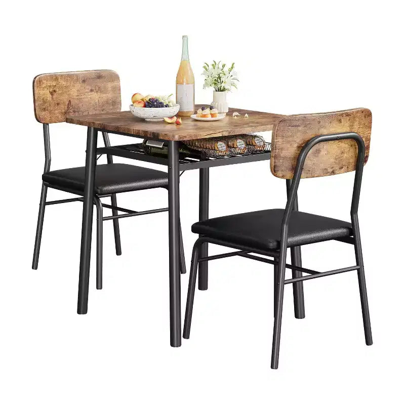 Ensemble de table à manger 3 pièces pour 2 personnes, en bois, pour cuisine, avec petite table de cuisine, chaises rembourrées et structure en métal, pour petits espaces et appartements