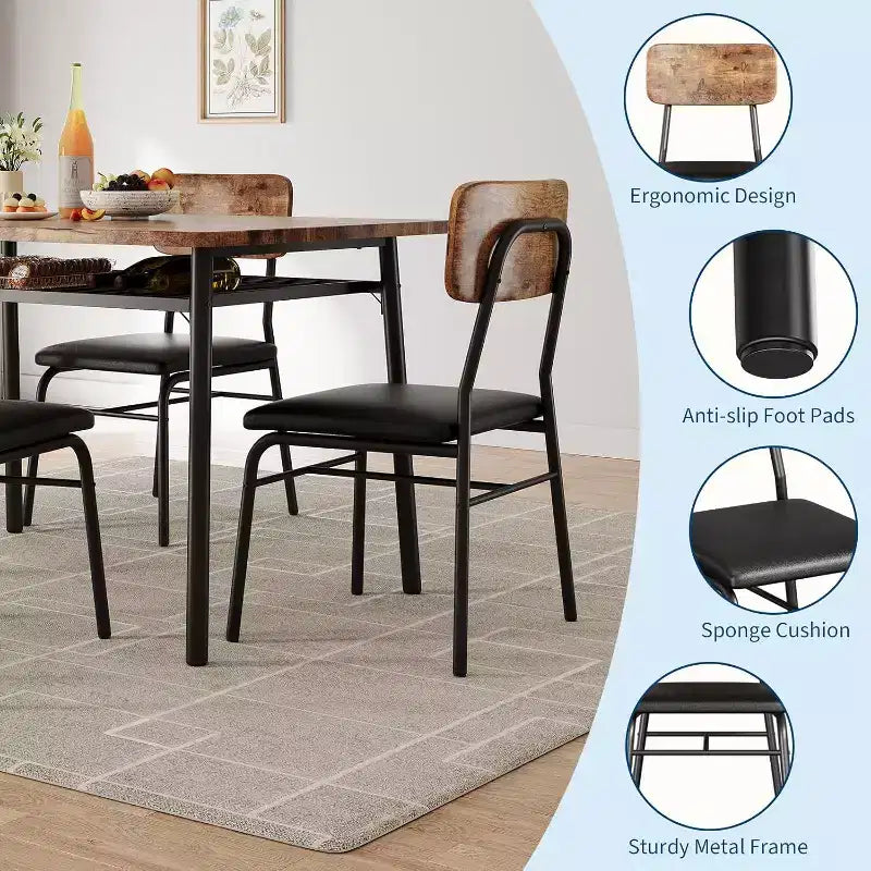 Ensemble de table à manger 3 pièces pour 2 personnes, en bois, pour cuisine, avec petite table de cuisine, chaises rembourrées et structure en métal, pour petits espaces et appartements