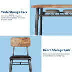Ensemble de table à manger 3 pièces pour 2 personnes, en bois, pour cuisine, avec petite table de cuisine, chaises rembourrées et structure en métal, pour petits espaces et appartements