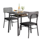Ensemble de table à manger 3 pièces pour 2 personnes, en bois, pour cuisine, avec petite table de cuisine, chaises rembourrées et structure en métal, pour petits espaces et appartements