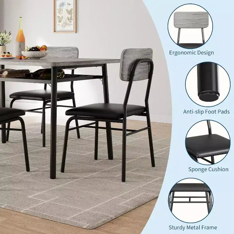 Ensemble de table à manger 3 pièces pour 2 personnes, en bois, pour cuisine, avec petite table de cuisine, chaises rembourrées et structure en métal, pour petits espaces et appartements