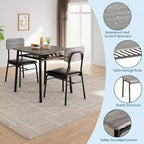 Ensemble de table à manger 3 pièces pour 2 personnes, en bois, pour cuisine, avec petite table de cuisine, chaises rembourrées et structure en métal, pour petits espaces et appartements