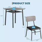 Ensemble de table à manger 3 pièces pour 2 personnes, en bois, pour cuisine, avec petite table de cuisine, chaises rembourrées et structure en métal, pour petits espaces et appartements
