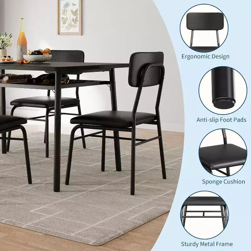 Ensemble de table à manger 3 pièces pour 2 personnes, en bois, pour cuisine, avec petite table de cuisine, chaises rembourrées et structure en métal, pour petits espaces et appartements