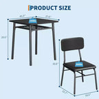 Ensemble de table à manger 3 pièces pour 2 personnes, en bois, pour cuisine, avec petite table de cuisine, chaises rembourrées et structure en métal, pour petits espaces et appartements