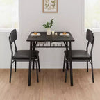 Ensemble de table à manger 3 pièces pour 2 personnes, en bois, pour cuisine, avec petite table de cuisine, chaises rembourrées et structure en métal, pour petits espaces et appartements